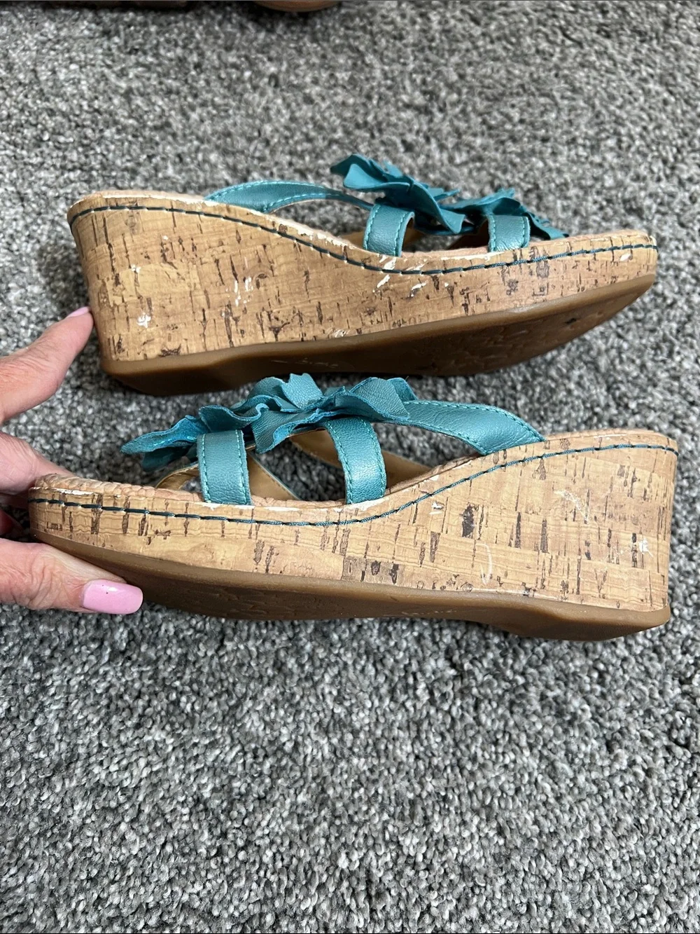 b.o.c. Teal Floral Slip-On Sandals for Women - Picture 4 of 5